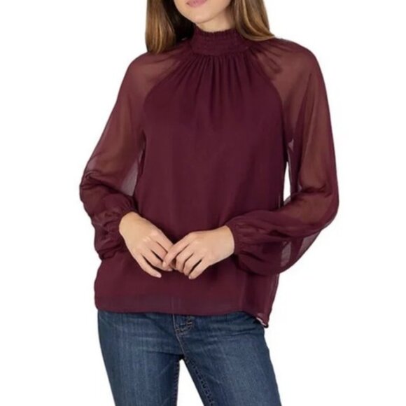 JoieDesigner Women Long Sleeved Smock Top Blouse XLBurgundy Red Polyester $278 - Picture 1 of 2